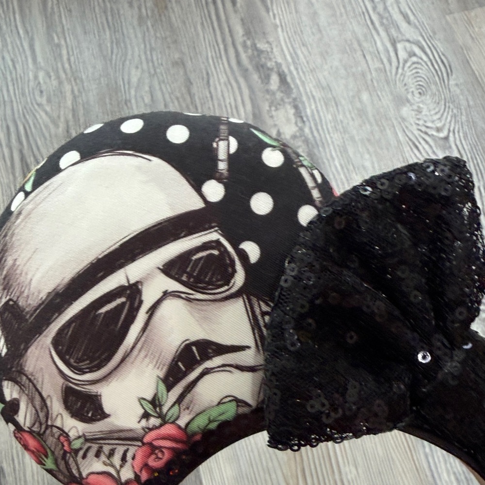 Floral Star Wars Sequin Bow Minnie Ears Headband - Picture 2 of 7